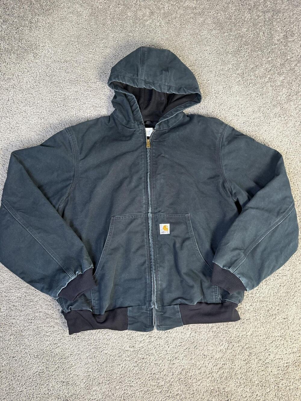 Vintage Carhartt J131 Jacket Mens Large BLK Black Thermal Work Wear USA MADE